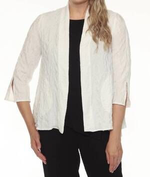 NEW JOSEPH RIBKOFF textured open front cover up in white
